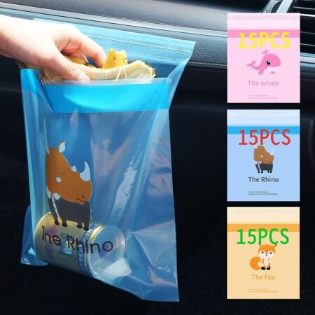 Upgraded car trash bags, 45-pack, easy-to-stick disposable car trash bags, waterproof and leak-proof vomit bags, suitable for cars.
