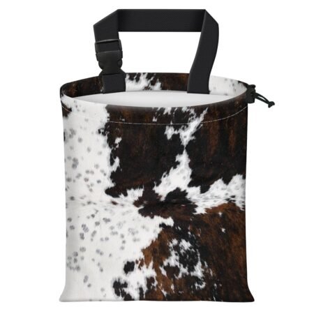 Large hanging car trash bags, suitable for seat backs, cute waterproof car trash bags suitable for vehicles, travel, outdoor retro cow print trash cans.